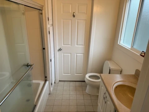 Clean bathroom with tile floor